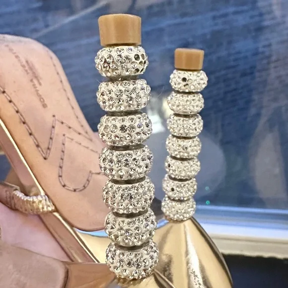 🌺SOPHIA WEBSTER🌺 Rosalind Metallic Crystal-Heel Sandals size 37 - Picture 14 of 17